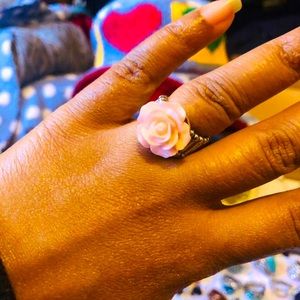 PINK ROSE STRETCHY RING